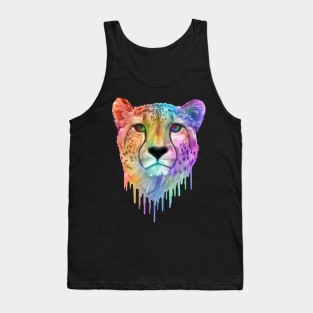 Rainbow Drip Cheetah Print Tank Top